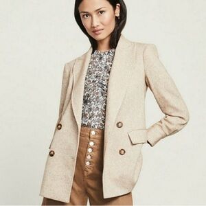 Veronica Beard Pyle Double Breasted Dickey Jacket Blazer in Camel Tan Size 0